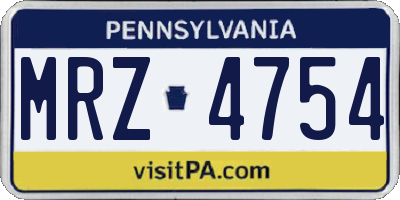 PA license plate MRZ4754