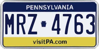 PA license plate MRZ4763