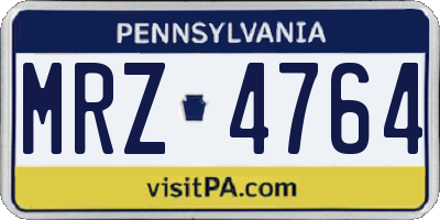 PA license plate MRZ4764