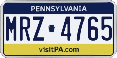 PA license plate MRZ4765