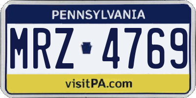 PA license plate MRZ4769