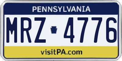 PA license plate MRZ4776