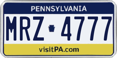 PA license plate MRZ4777