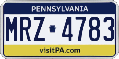 PA license plate MRZ4783