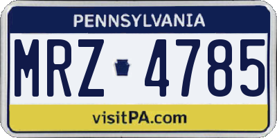 PA license plate MRZ4785