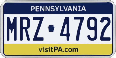 PA license plate MRZ4792