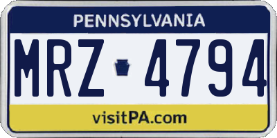 PA license plate MRZ4794