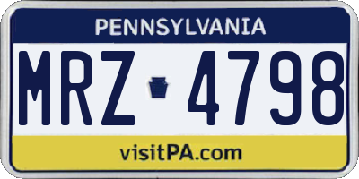 PA license plate MRZ4798
