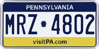 PA license plate MRZ4802