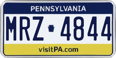PA license plate MRZ4844