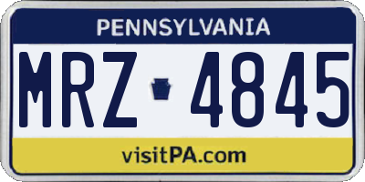 PA license plate MRZ4845