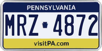 PA license plate MRZ4872