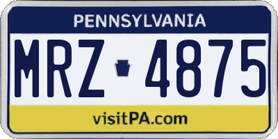 PA license plate MRZ4875