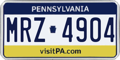 PA license plate MRZ4904