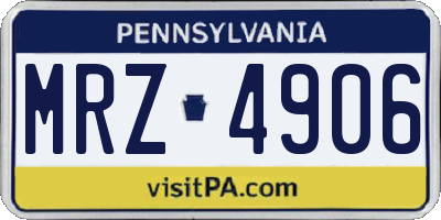 PA license plate MRZ4906