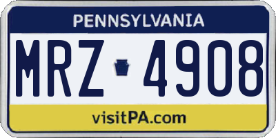 PA license plate MRZ4908