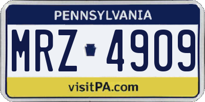 PA license plate MRZ4909