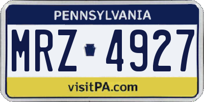 PA license plate MRZ4927