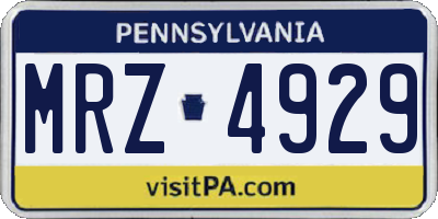 PA license plate MRZ4929
