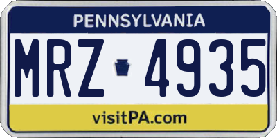 PA license plate MRZ4935