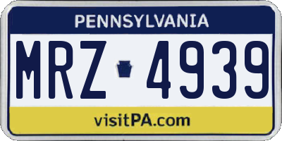 PA license plate MRZ4939