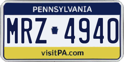 PA license plate MRZ4940