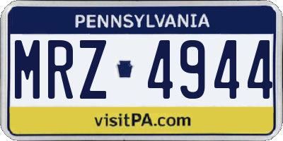 PA license plate MRZ4944