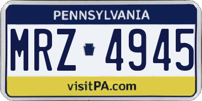 PA license plate MRZ4945