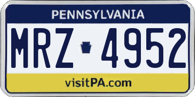 PA license plate MRZ4952