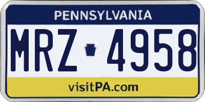 PA license plate MRZ4958