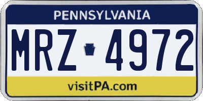 PA license plate MRZ4972