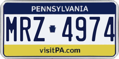 PA license plate MRZ4974