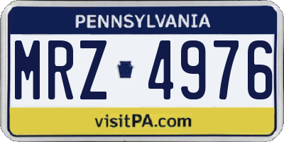 PA license plate MRZ4976