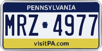PA license plate MRZ4977