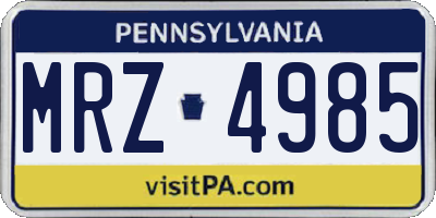 PA license plate MRZ4985