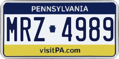 PA license plate MRZ4989