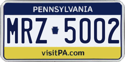 PA license plate MRZ5002