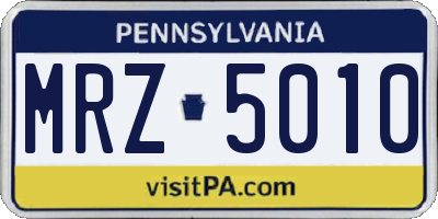 PA license plate MRZ5010