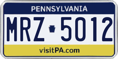 PA license plate MRZ5012