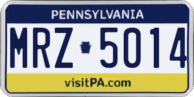 PA license plate MRZ5014
