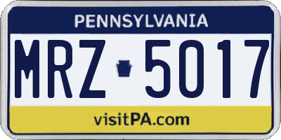 PA license plate MRZ5017