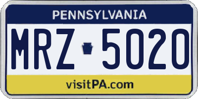 PA license plate MRZ5020