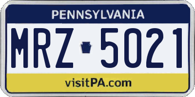 PA license plate MRZ5021