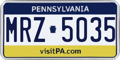 PA license plate MRZ5035