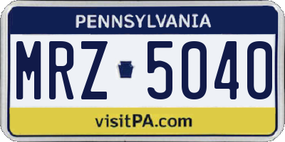 PA license plate MRZ5040