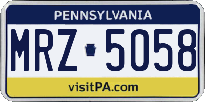 PA license plate MRZ5058
