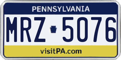 PA license plate MRZ5076