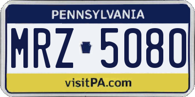 PA license plate MRZ5080