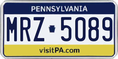 PA license plate MRZ5089
