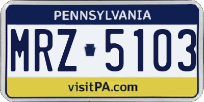 PA license plate MRZ5103